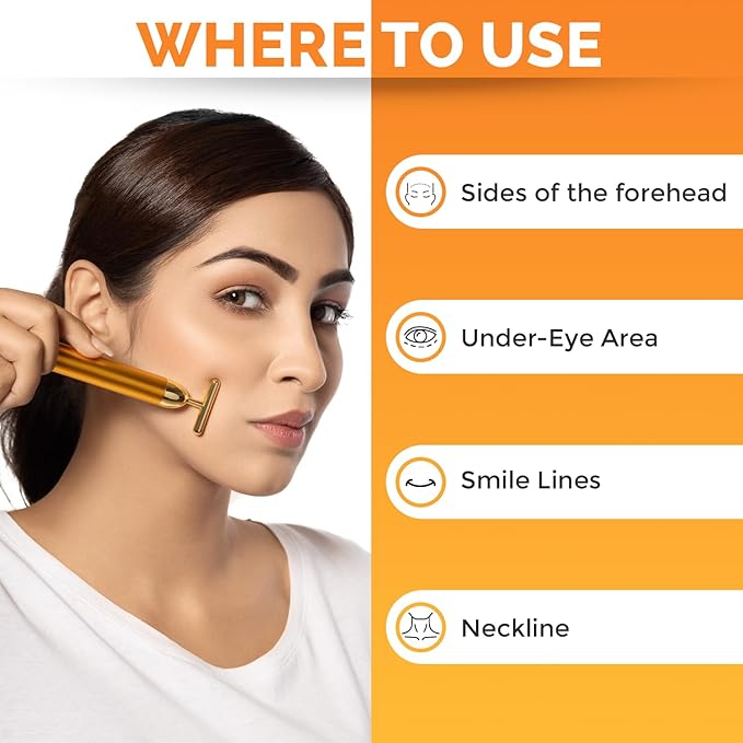 24K Gold Energy Beauty Bar Electric Facial Massage Roller