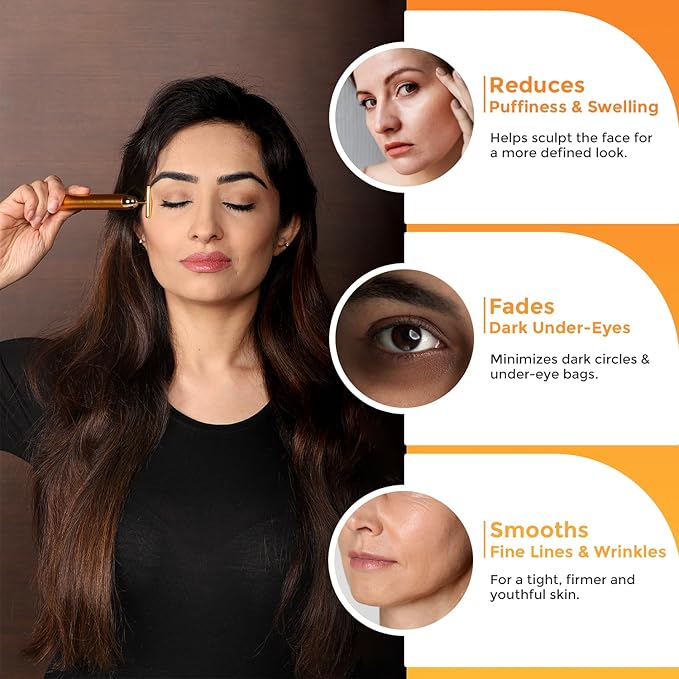 24K Gold Energy Beauty Bar Electric Facial Massage Roller